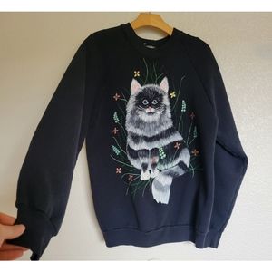VNT fruit if the loom hand painted cat sweater. It is gorgeous size L unisex